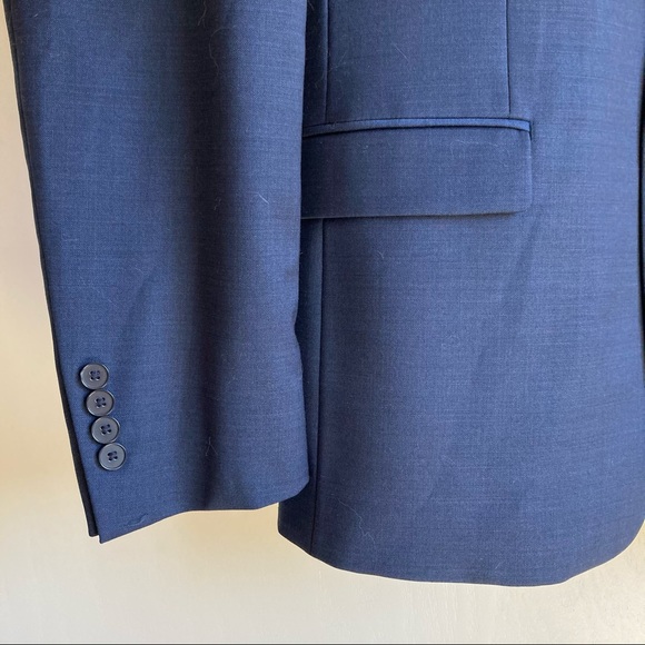 NWT Calvin Klein Blue Wool Skinny Fit Milo Long Suit Coat Sz 44 Long - Picture 3 of 10